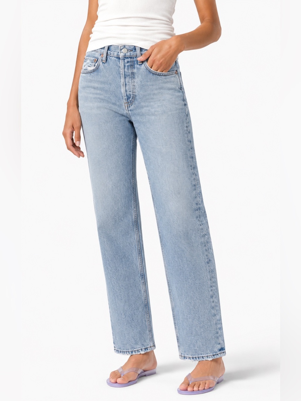 AGOLDE 90s High-Rise Straight Jeans Light Wash Women’s Sz 24